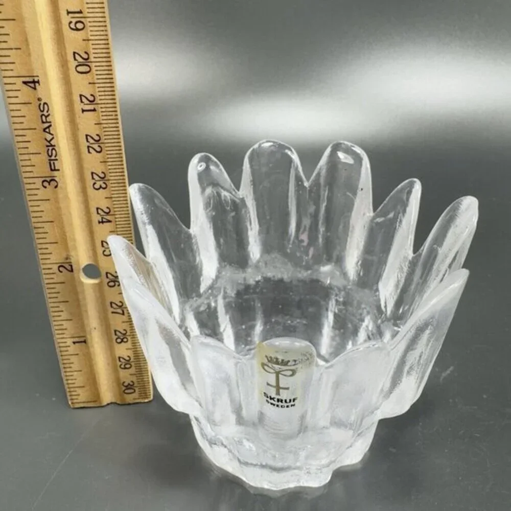 SKRUF‎ Sweden Glass Clear Crystal Glass Votive Candle Holder Single Textured VTG